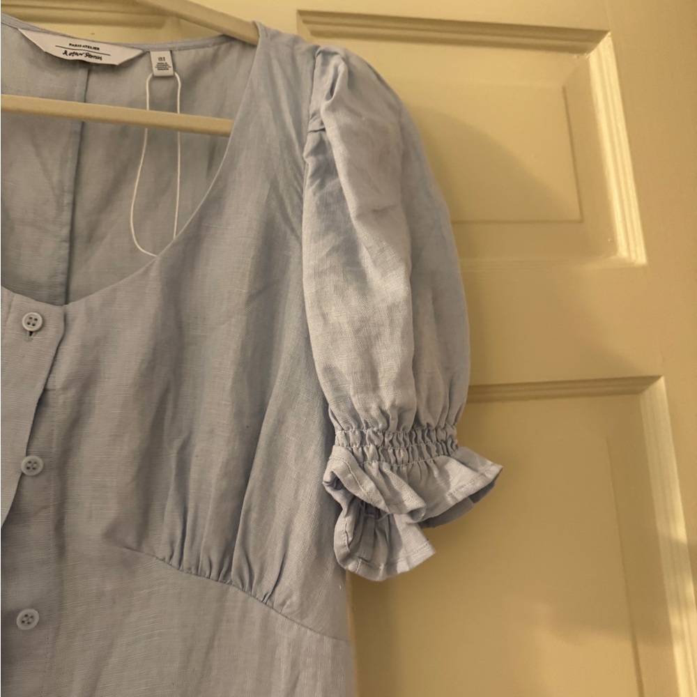 & Other Stories Sky Blue Midi Dress with Puff Sleeves - Picture 4 of 5